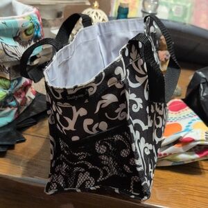 Thirty-One Black and White Floral Tote Bag